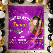 Happy,Graduation,Family,Custom Photo,Gift For Daughter,Gift For Grandkids,Photo,Proud - Custom Photo Nothing Can Stop Her Graduation - Personalized Backdrop