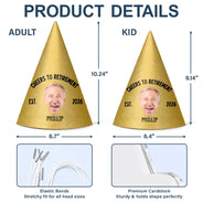 Custom Photo, Retirement, Gift For Men, Gift For Yourself, Humorous, Cut-Face Photo - Custom Photo Officially Retired Funny Face - Personalized Party Hats