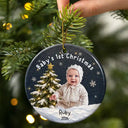 Art Design,New Mom,Sentimental,Christmas,Gift For Mother,Photo - Oil Painting - Custom Photo Oil Painting Baby First Christmas - Personalized Circle Ceramic Ornament
