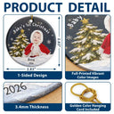 Art Design,New Mom,Sentimental,Christmas,Gift For Mother,Photo - Oil Painting - Custom Photo Oil Painting Baby First Christmas - Personalized Circle Ceramic Ornament