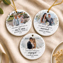 Art Design,Christmas,Married Couple,Romantic,Gift For Couples,Photo - Oil Painting - Custom Photo Oil Painting Couple Portrait Our First Christmas - Personalized Circle Ceramic Ornament