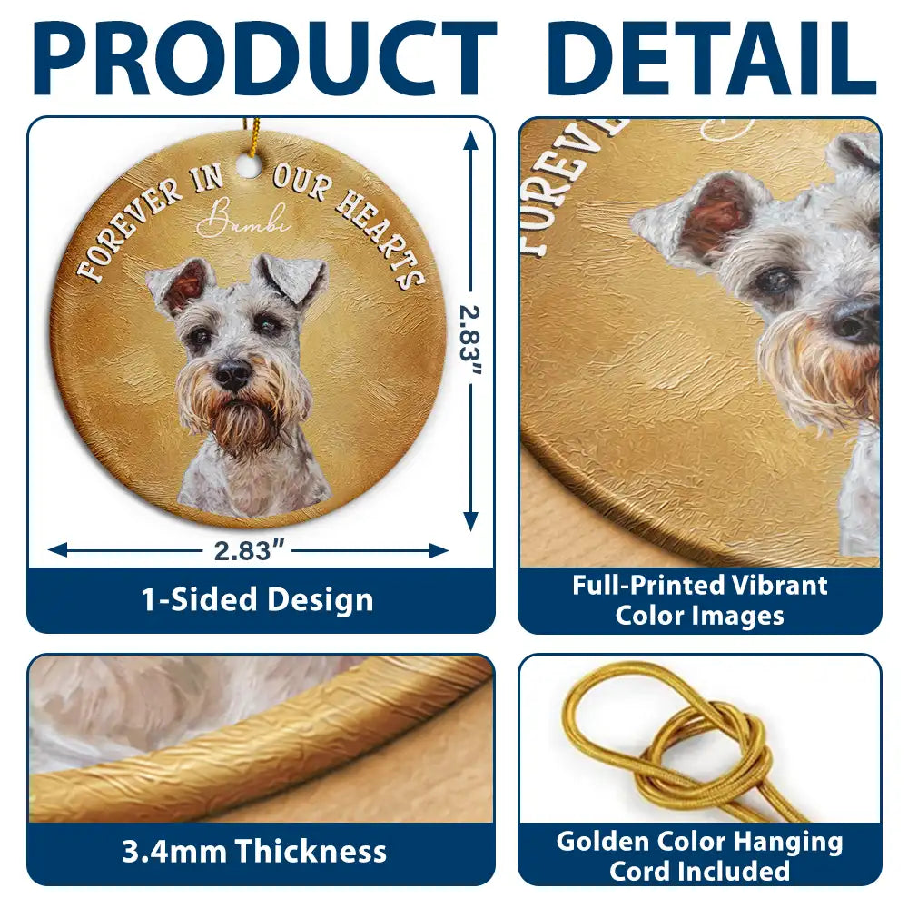 Art Design,Christmas,Pet Memorial,Sympathetic,Pet Lovers,Memorial,Photo - Oil Painting - Custom Photo Oil Painting Dog Pet Portrait Memorial - Personalized Circle Ceramic Ornament