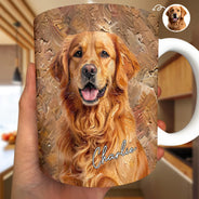 Art Design,Sentimental,Pet Lovers,Photo - Oil Painting - Custom Photo Oil Painting Family Dad Mom Kid Pet Portrait - Personalized White Edge-to-Edge Mug