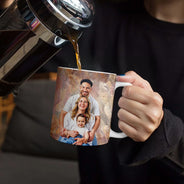 Art Design,Sentimental,Pet Lovers,Photo - Oil Painting - Custom Photo Oil Painting Family Dad Mom Kid Pet Portrait - Personalized White Edge-to-Edge Mug
