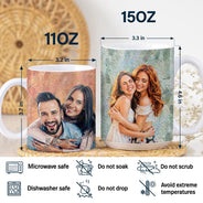 Art Design,Sentimental,Pet Lovers,Photo - Oil Painting - Custom Photo Oil Painting Family Dad Mom Kid Pet Portrait - Personalized White Edge-to-Edge Mug