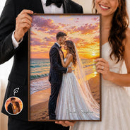 Art Design,Romantic,Gift For Couples,Photo - Oil Painting - Custom Photo Oil Painting Happy Couple Gift For Housewarming Wedding Anniversary - Personalized Poster