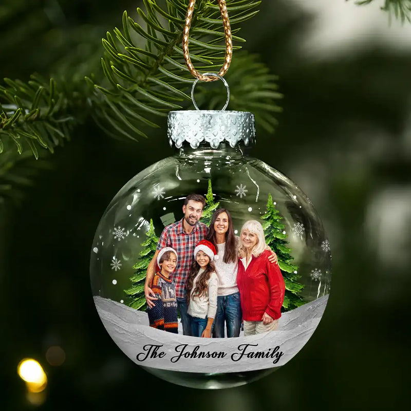 Art Design,Sentimental,Christmas,Family,Photo - Oil Painting - Custom Photo Oil Painting Happy Family Together - Personalized Ball Ornament