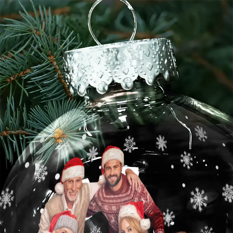 Art Design,Sentimental,Christmas,Family,Photo - Oil Painting - Custom Photo Oil Painting Happy Family Together - Personalized Ball Ornament