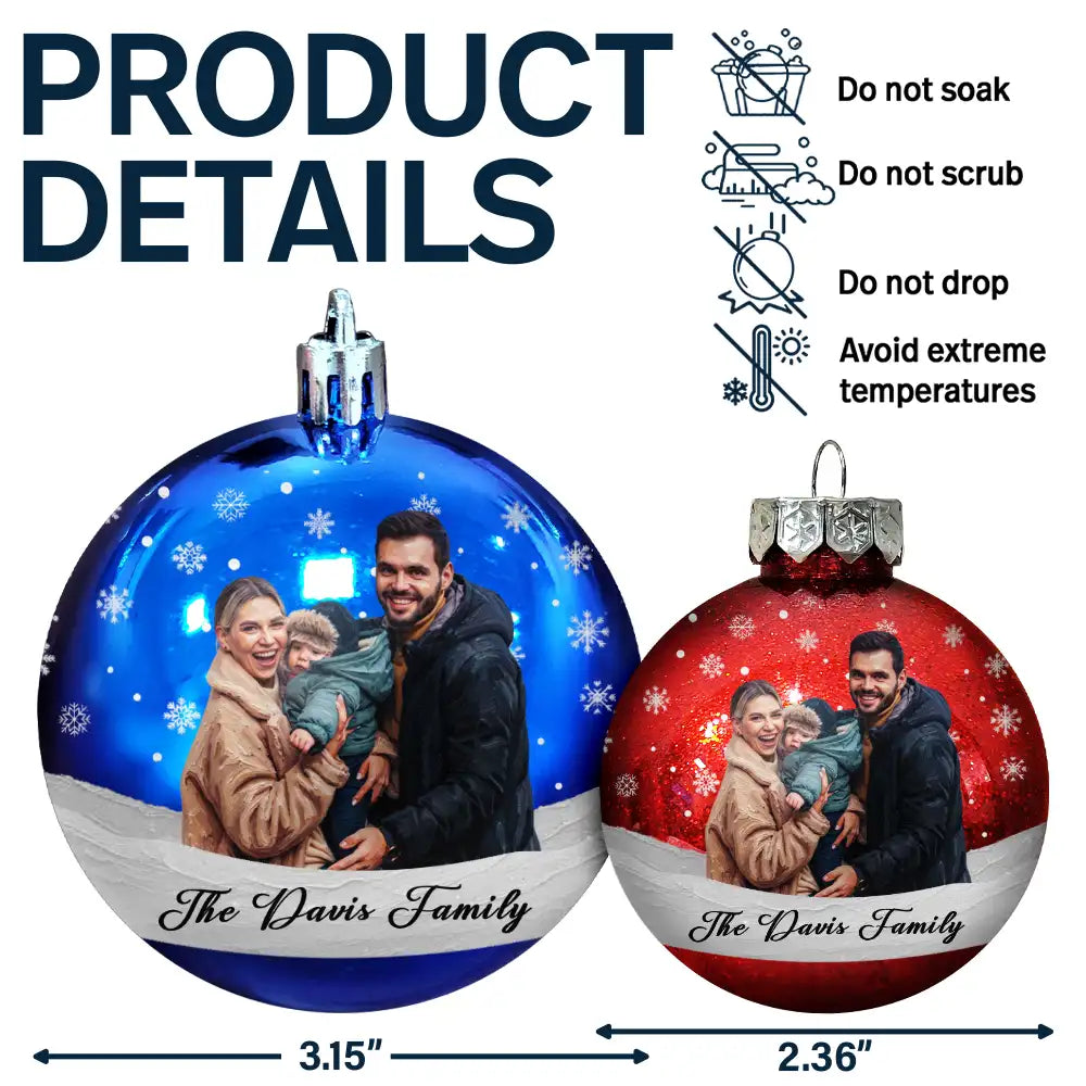 Art Design,Sentimental,Christmas,Family,Photo - Oil Painting - Custom Photo Oil Painting Happy Family Together - Personalized Ball Ornament