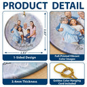 Art Design,Sentimental,Christmas,Family,Photo - Oil Painting - Custom Photo Oil Painting Happy Family Together - Personalized Circle Ceramic Ornament
