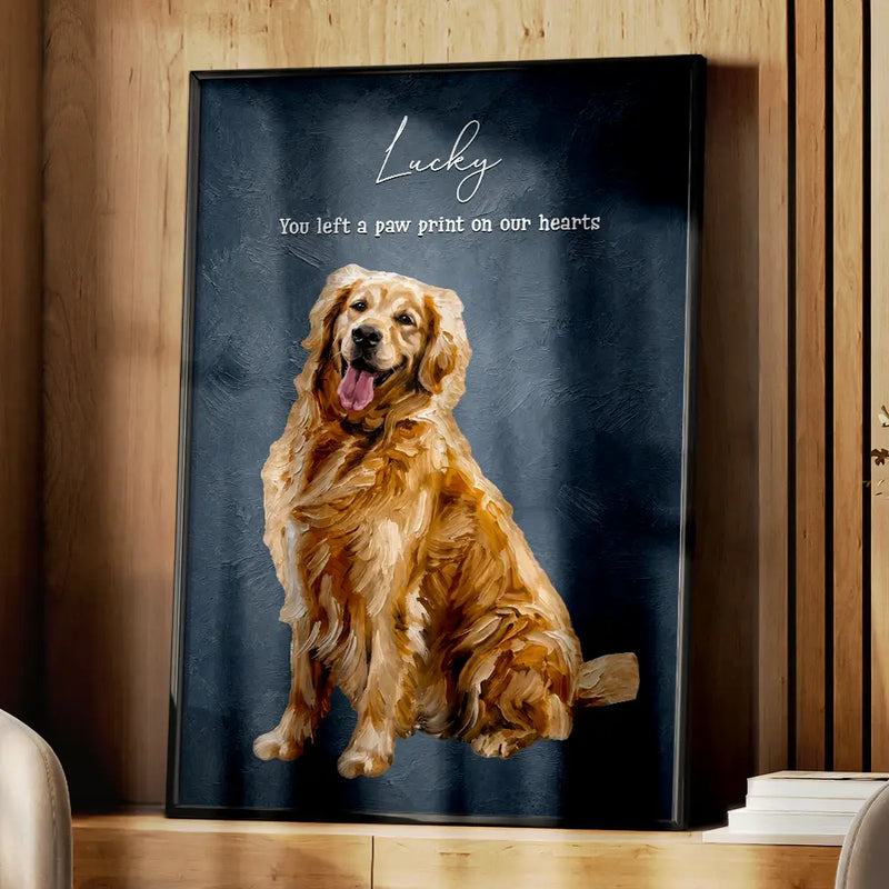 Art Design, Healing, Pet Lovers, Memorial, Photo - Oil Painting - Custom Photo Oil Painting Memorial Dog Cat Live Forever - Personalized Poster