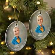 Art Design,Memorial Loved One,Christmas,Sympathetic,Family,Memorial,Photo - Oil Painting - Custom Photo Oil Painting Memorial Forever Loved - Personalized Circle Ceramic Ornament