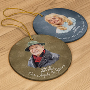 Art Design,Memorial Loved One,Christmas,Sympathetic,Family,Memorial,Photo - Oil Painting - Custom Photo Oil Painting Memorial Forever Loved - Personalized Circle Ceramic Ornament