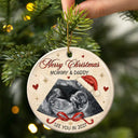 Art Design,Sentimental,Christmas,Gift For Mother,Pregnant Mom,Photo - Oil Painting - Custom Photo Oil Painting New Baby See You Soon - Personalized Circle Ceramic Ornament