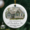 Art Design,Sentimental,Christmas,Family,Photo - Oil Painting - Custom Photo Oil Painting New House Portrait - Personalized Circle Ceramic Ornament