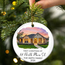 Art Design,Sentimental,Christmas,Family,Photo - Oil Painting - Custom Photo Oil Painting New House Portrait - Personalized Circle Ceramic Ornament