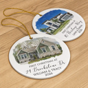 Art Design,Sentimental,Christmas,Family,Photo - Oil Painting - Custom Photo Oil Painting New House Portrait - Personalized Circle Ceramic Ornament