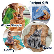 Art Design, Playful, Pet Lovers, Photo - Oil Painting - Custom Photo Oil Painting Pet Dog Cat Portrait - Personalized Fleece Blanket, Sherpa Blanket