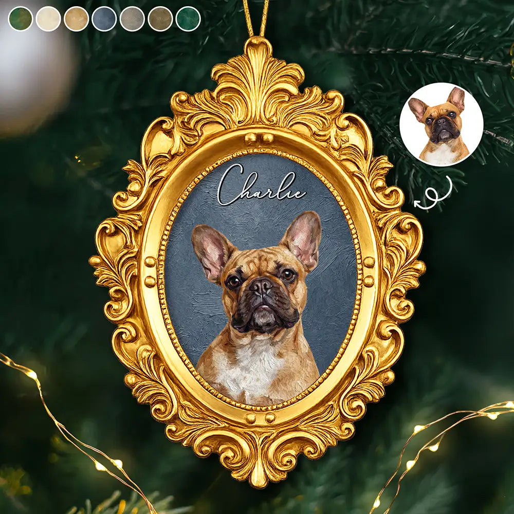 Custom Photo Oil Painting Pet Dog Portrait - Personalized Ornate Frame