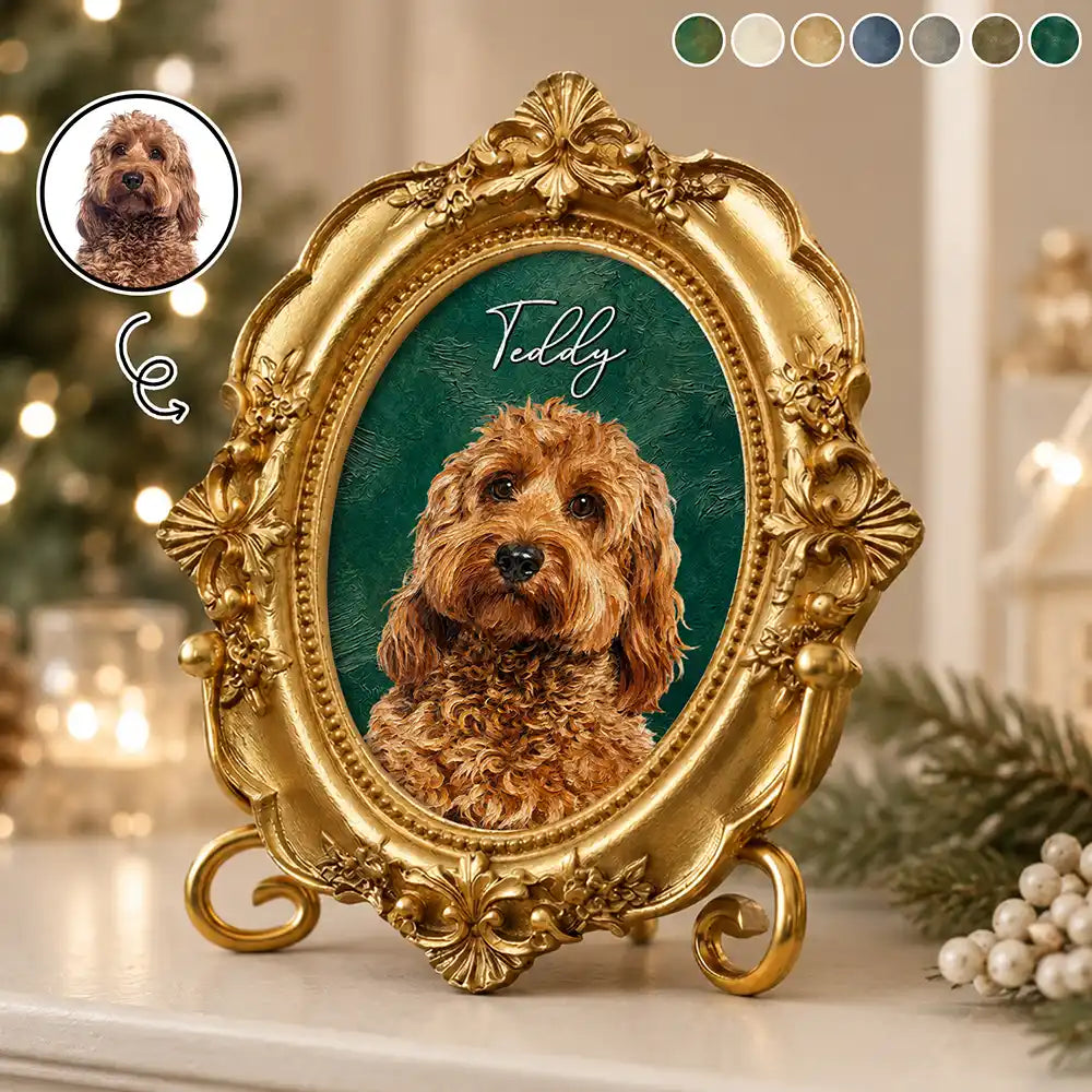 Art Design,Christmas,Pet Memorial,Sympathetic,Pet Lovers,Memorial,Photo - Oil Painting - Custom Photo Oil Painting Pet Dog Cat Portrait - Personalized Ornate Frame
