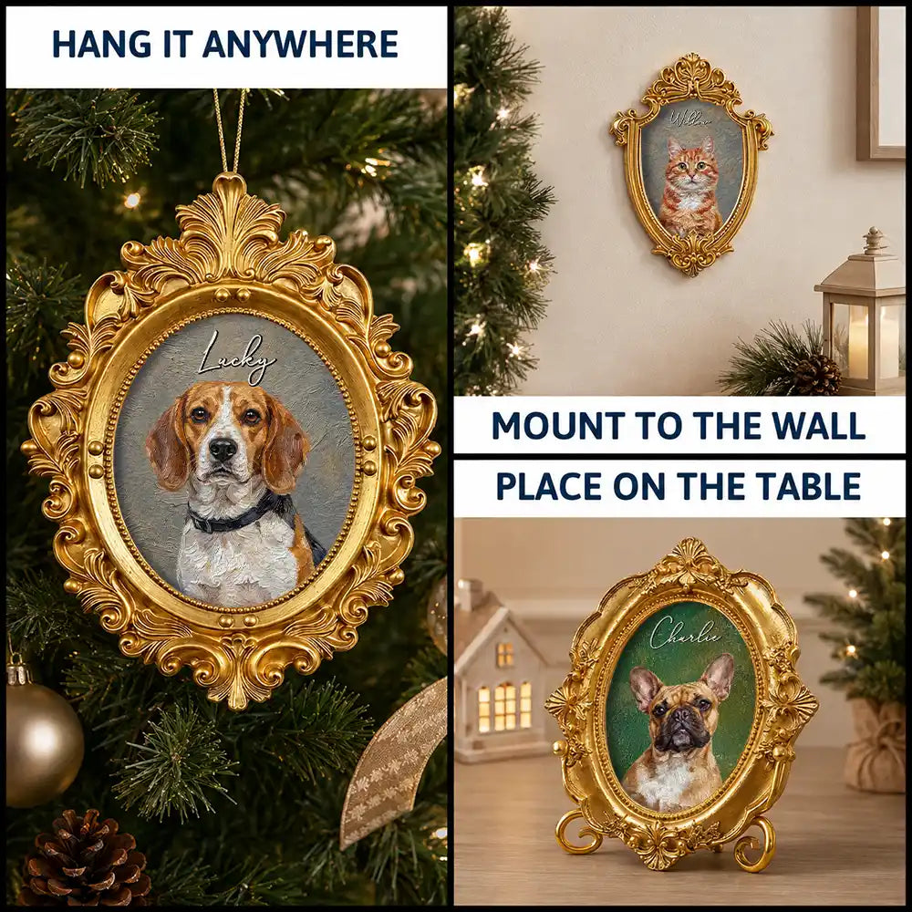 Art Design,Christmas,Pet Memorial,Sympathetic,Pet Lovers,Memorial,Photo - Oil Painting - Custom Photo Oil Painting Pet Dog Cat Portrait - Personalized Ornate Frame