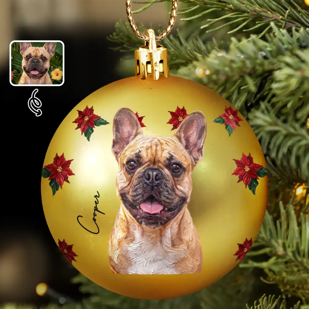 Art Design,Christmas,Cozy,Dog Lovers,Pet Lovers,Photo - Oil Painting - Custom Photo Oil Painting Pet Dog Portrait Keepsake - Personalized Ball Ornament