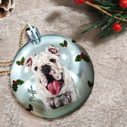 Art Design,Christmas,Cozy,Dog Lovers,Pet Lovers,Photo - Oil Painting - Custom Photo Oil Painting Pet Dog Portrait Keepsake - Personalized Ball Ornament