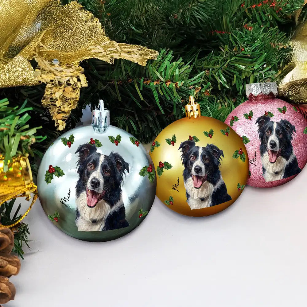 Art Design,Christmas,Cozy,Dog Lovers,Pet Lovers,Photo - Oil Painting - Custom Photo Oil Painting Pet Dog Portrait Keepsake - Personalized Ball Ornament