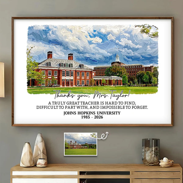 Grateful,Art Design,Teacher,Back To School,Retirement,Photo - Oil Painting - Custom Photo Oil Painting School Portrait Retirement Gift - Personalized Poster