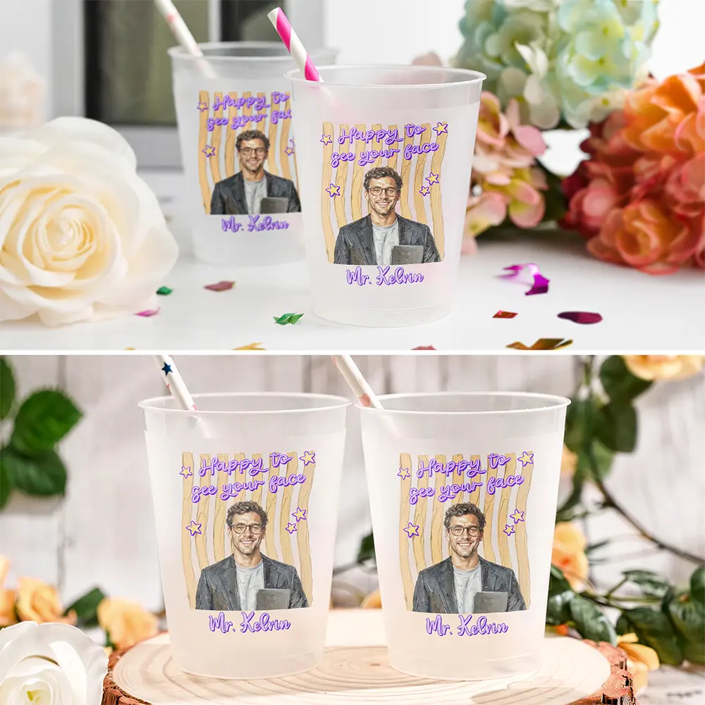 Adorable,Art Design,Teacher,Back To School,Photo - Oil Painting - Custom Photo Oil Painting Teacher Portrait Happy To See Your Face - Personalized Frosted Cups