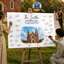 Art Design,Sentimental,Married Couple,Gift For Couples,Photo - Oil Painting - Custom Photo Oil Painting Wedding Venue Guest Book Sign - Personalized Postera