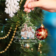 Custom Photo,Pet Lovers,Dog Lovers,Cat Lovers,Family,Gift For Couples,Happy,Christmas - Custom Photo On Christmas Tree - Personalized Custom Shaped Acrylic Ornament