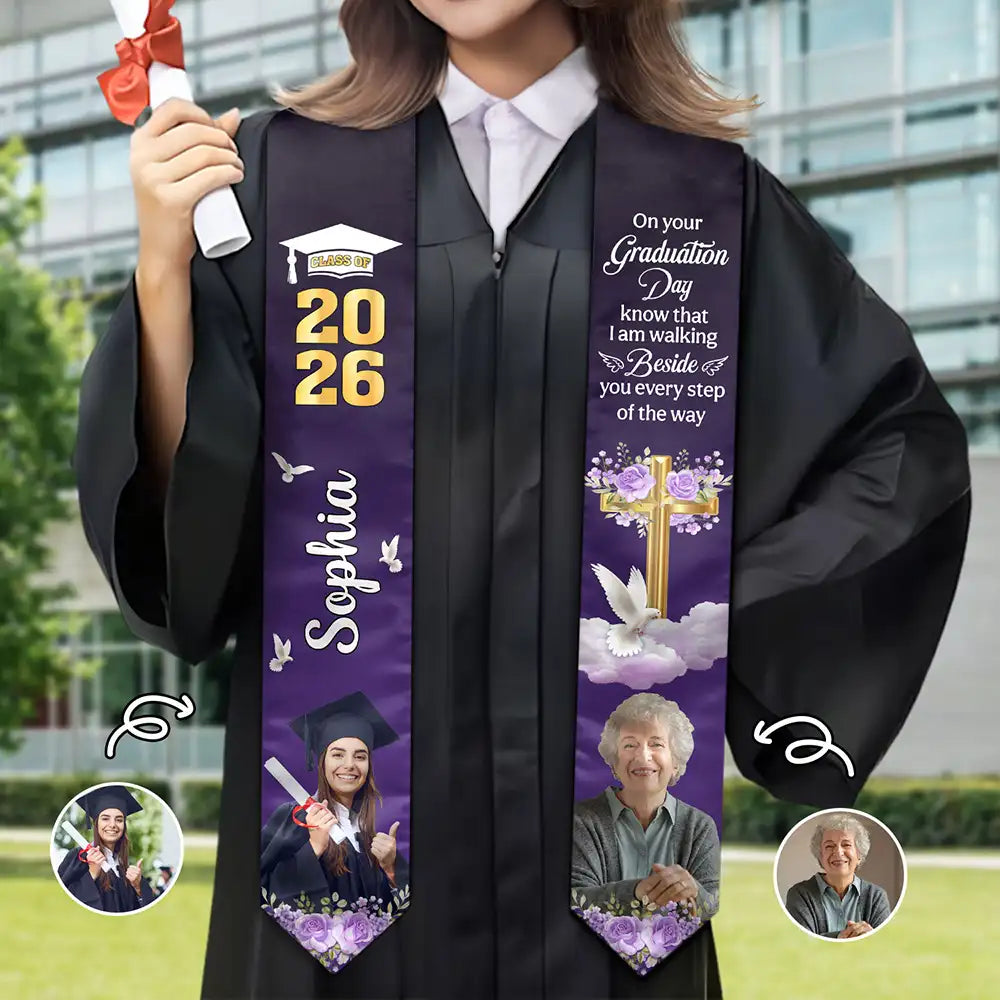 Custom Photo On Your Graduation Day Memorial - Personalized Stoles