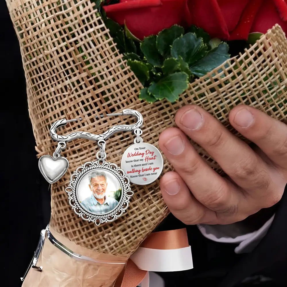 Wedding,Memorial,Family,Love,Non-Eng,Photo - Custom Photo On Your Wedding Day Know That My Heart Is There - Personalized Graduation Lapel Pin