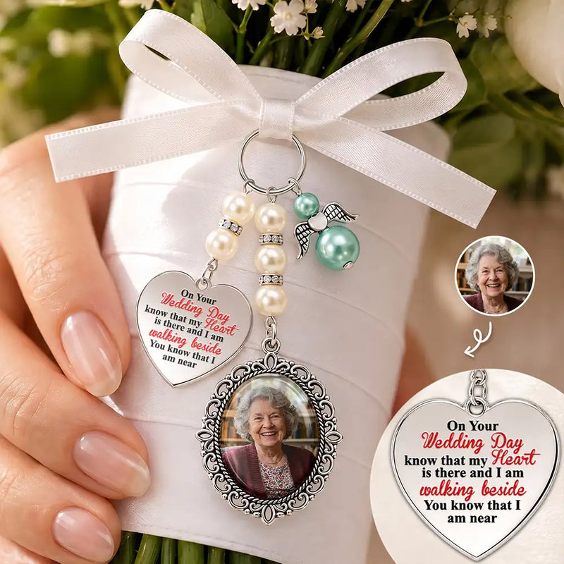 Sentimental,Custom Photo,Family,Wedding,Upload Full Photo - Custom Photo I'm Always With You Cardinal Bird - Personalized Photo Bouquet Charm