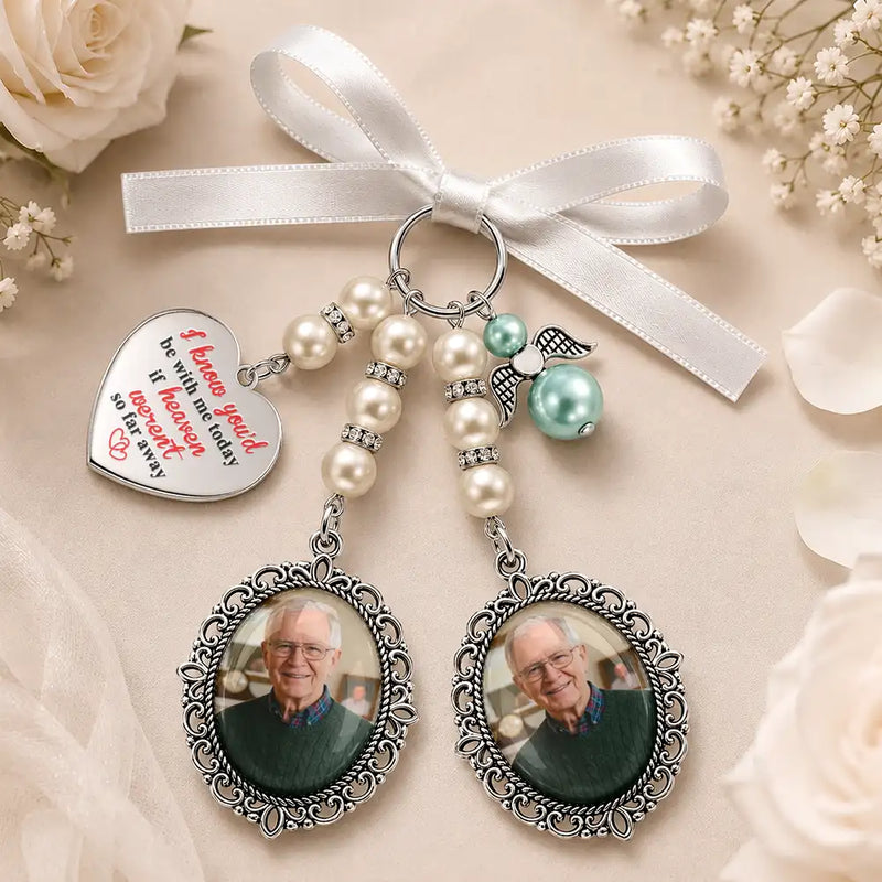 Sentimental,Custom Photo,Family,Wedding,Upload Full Photo - Custom Photo On Your Wedding Day Know That My Heart Is There - Personalized Photo Bouquet Charm