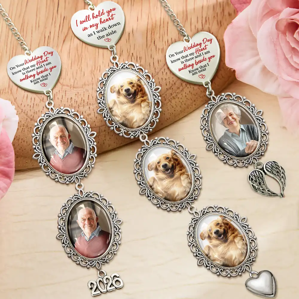 Custom Photo, Sympathetic, Gift For Yourself, Wedding, Upload Full Photo - Custom Photo On Your Wedding Day Know That My Heart Is There - Personalized Wedding Charm