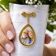 Wedding,Memorial,Gift For Bestie,Gift For Sisters,Gift For Daughter,Gift For Wife,Gift For Yourself,Gift For Women,Photo,Sentimental - Custom Photo On Your Wedding Day My Heart Is There - Personalized Teardrop Pin