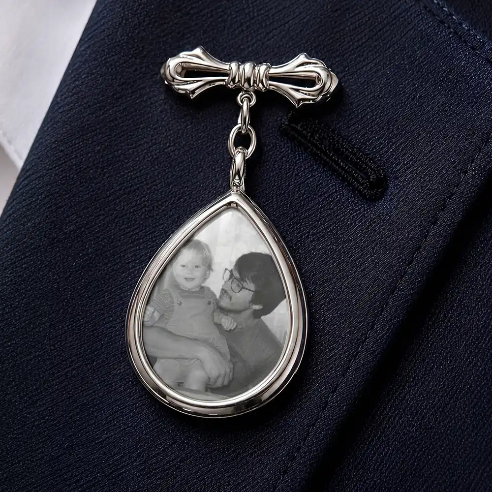 Wedding,Memorial,Gift For Bestie,Gift For Sisters,Gift For Daughter,Gift For Wife,Gift For Yourself,Gift For Women,Photo,Sentimental - Custom Photo On Your Wedding Day My Heart Is There - Personalized Teardrop Pin