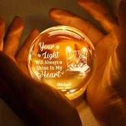 Sad, Memorial, Pet Lovers - Custom Photo Once By My Side Forever In My Heart - Personalized Crystal Globe Lamp