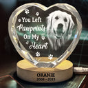 Pet Lovers,Cat Lovers,Dog Lovers,Sad,Memorial - Custom Photo Once By My Side Forever In My Heart Memorial Dog Cat - Personalized Crystal Heart Shaped Lamp
