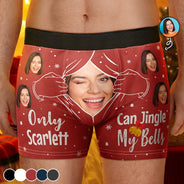 Custom Photo,Gift For Couples,Gift For Husband,Gift For Boyfriend,Funny - Custom Photo Only You Can Jingle My Bell - Personalized Men's Boxer Briefs