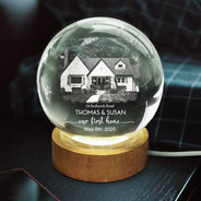 Gift For Couples,Gift For Husband,Gift For Wife,Gift For Boyfriend,Gift For Girlfriend,Family - Custom Photo Our First Home - Personalized Crystal Globe Lamp