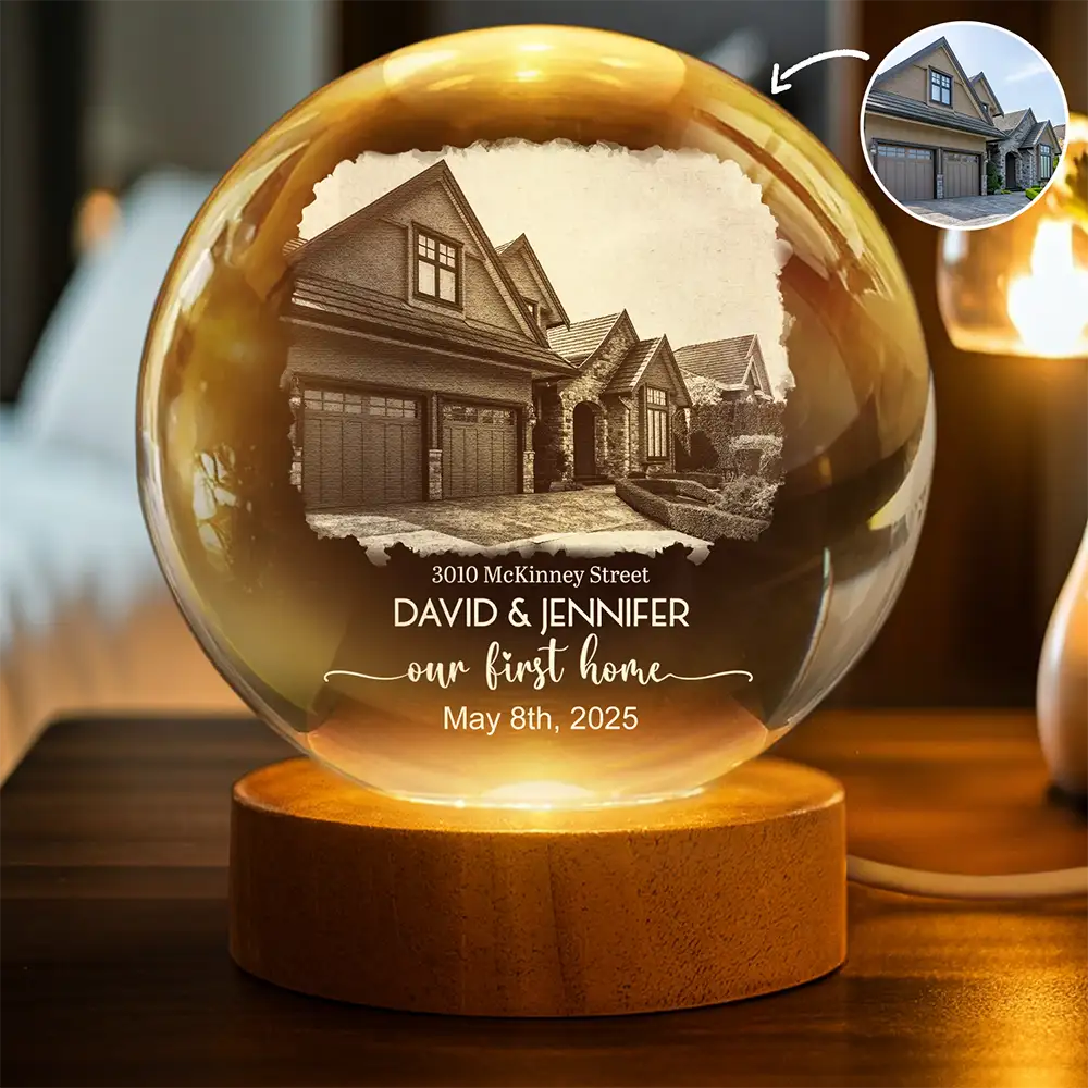 Custom Photo Our First Home - Personalized Crystal Globe Lamp