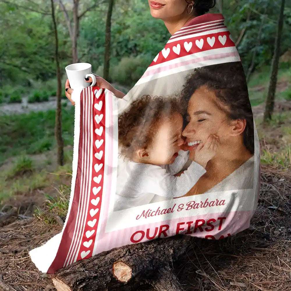 New Mom,New Dad,New baby,Gift For Mother,Love,Happy,Custom Photo - Custom Photo Our First Mother's Day Together Newborn Baby - Personalized Fleece Blanket, Sherpa Blanket