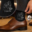 Gift For Father, Custom Photo, Art Design, Sentimental, Photo - Outline Sketch - Custom Photo Outline Sketch Best Dad Ever - Personalized Embroidered Socks