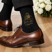 Gift For Father, Custom Photo, Art Design, Sentimental, Photo - Outline Sketch - Custom Photo Outline Sketch Best Dad Ever - Personalized Embroidered Socks