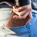 Gift For Father,Gift For Grandpa,Happy,Custom Photo - Custom Photo Outline Sketch Dad Thank You For Being Amazing - Personalized Engraved Leather Wallet