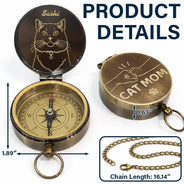 Pet Lovers,Pet Mom,Pet Dad,Dog Lovers,Dog Mom,Dog Dad,Cat Lovers,Cat Mom,Cat Dad,Non-Eng,Photo - Outline Sketch,Adorable - Custom Photo Outline Sketch Dog Dad Cat Dad - Personalized Engraved Brass Compass