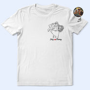 Custom Photo, Gift For Mother, Gift For Father, Family, Happy - Custom Photo Outline Sketch Family Portrait Since - Personalized T Shirt
